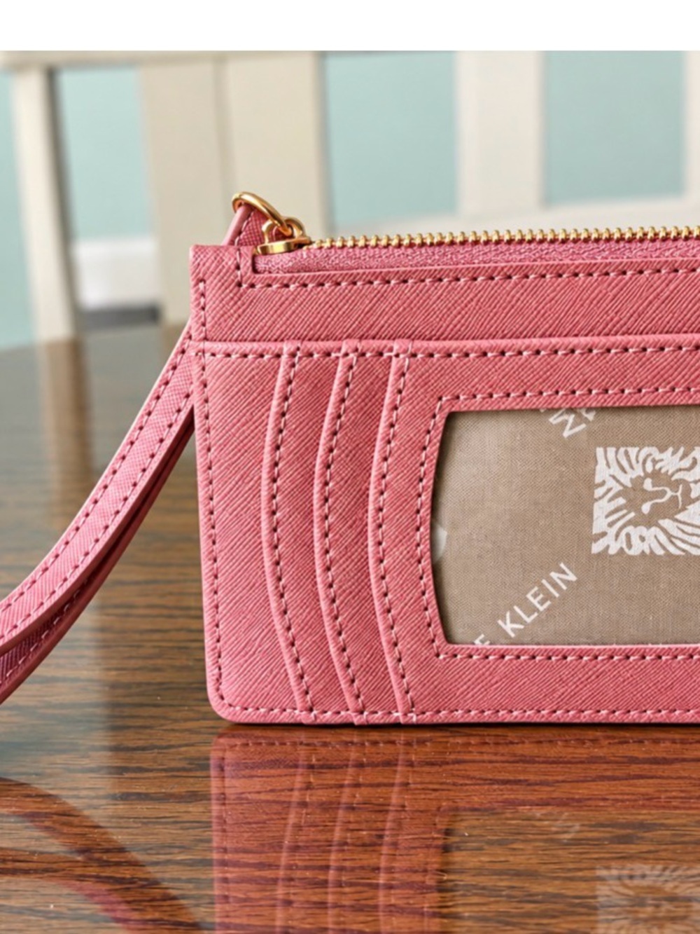 Calvin Klein Rose Pink Cardholder Wristlet with Gold Hardware